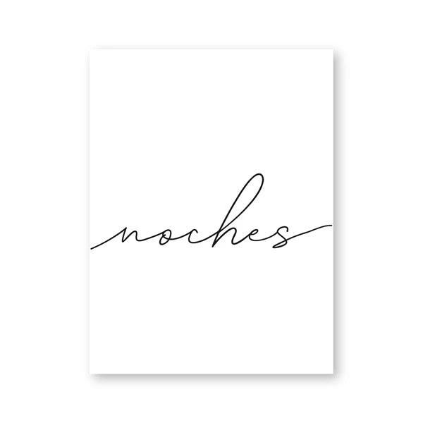 Buenas Noches God Natt Spanske Sitater Post Enkle Svart Hvit Sitater Veggkunst Fine Art Lerretsutskrifter Minimalistisk Nordisk Bilder For Soverommet | Skanto