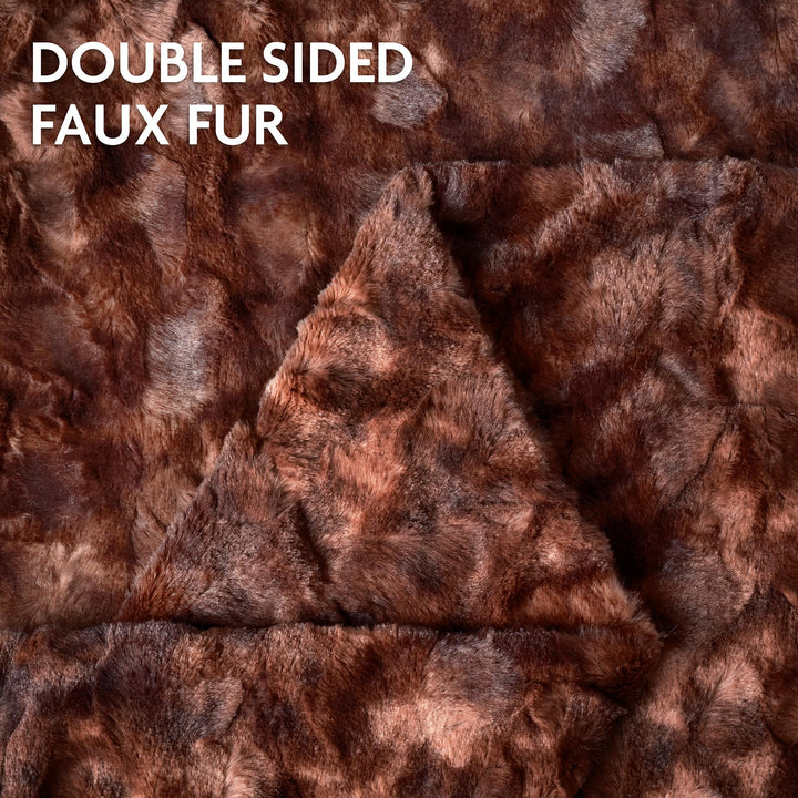 Skanto | Dobbeltsidig oversized ulv faux fur kastepledd