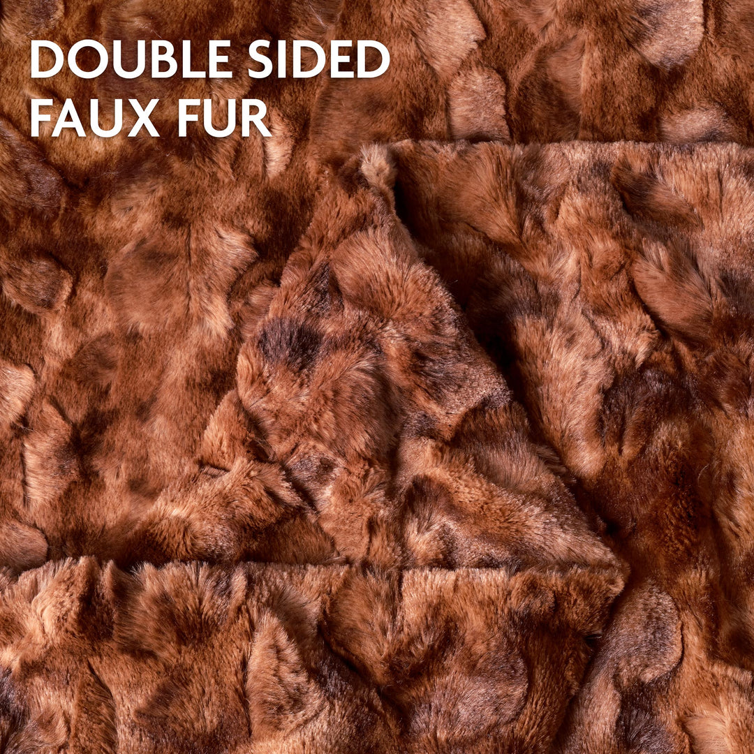 Skanto | Dobbeltsidig oversized ulv faux fur kastepledd