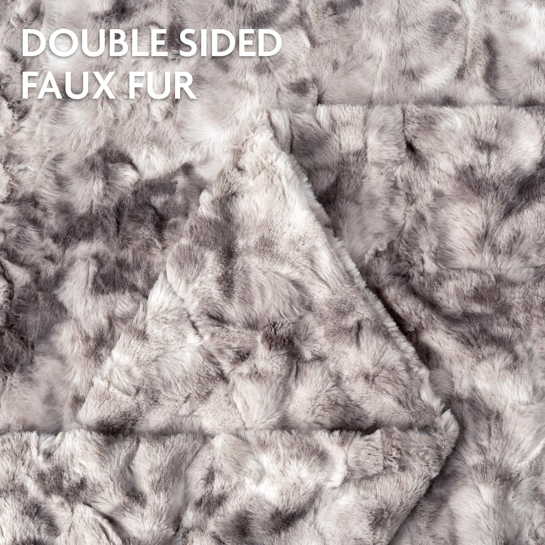 Skanto | Dobbeltsidig oversized ulv faux fur kastepledd