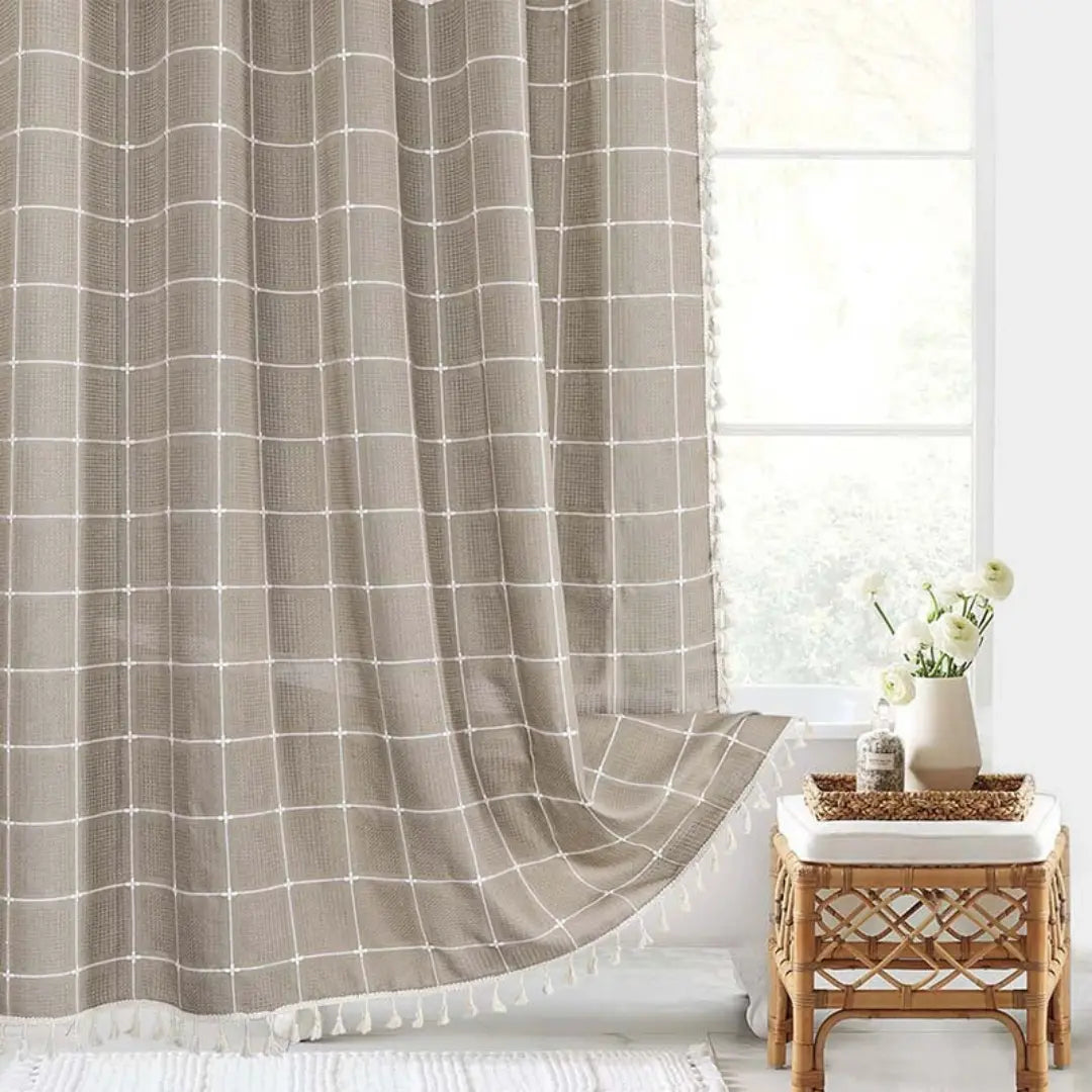 Skanto | Boho-Linen Duschgardin med Frynser