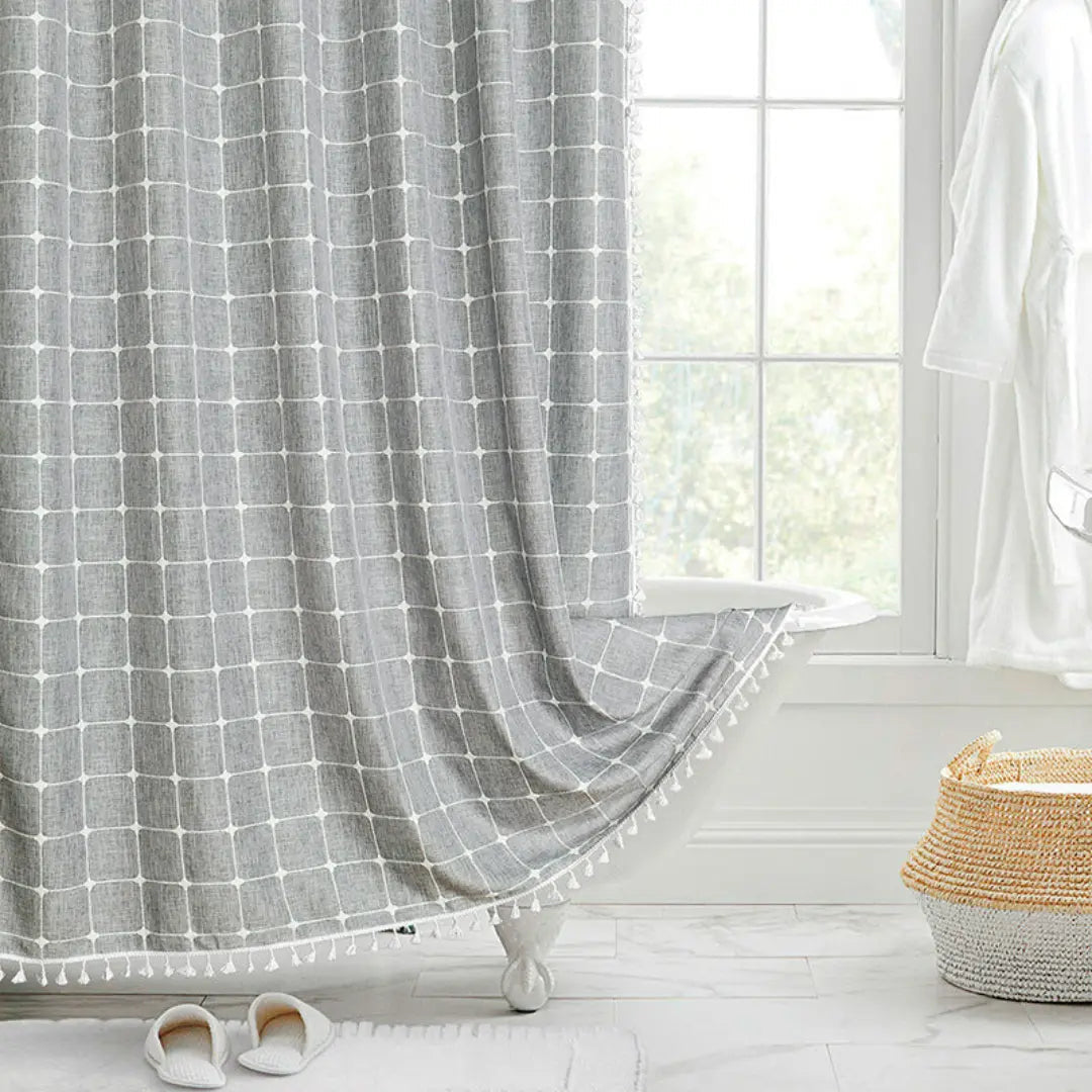Skanto | Boho-Linen Duschgardin med Frynser