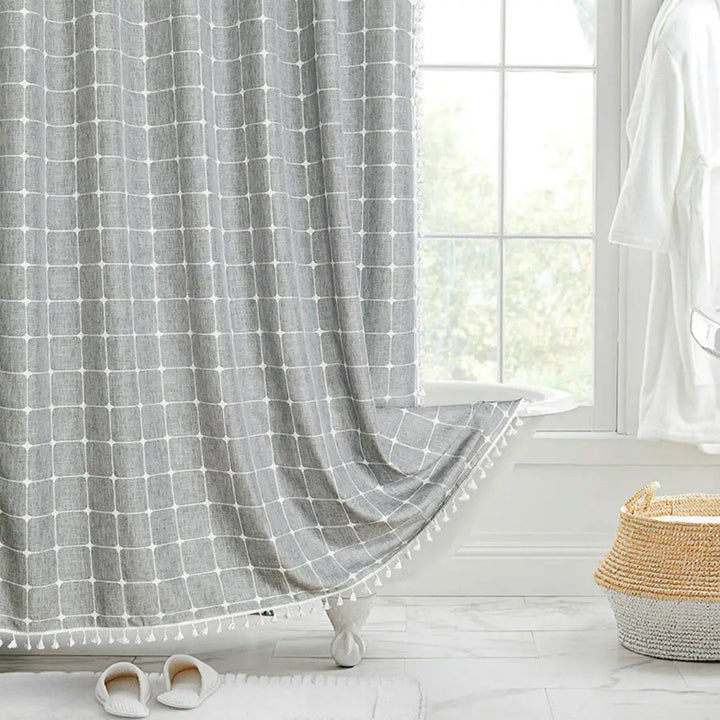 Skanto | Boho-Linen Duschgardin med Frynser