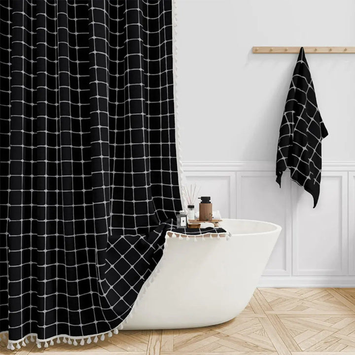 Skanto | Boho-Linen Duschgardin med Frynser