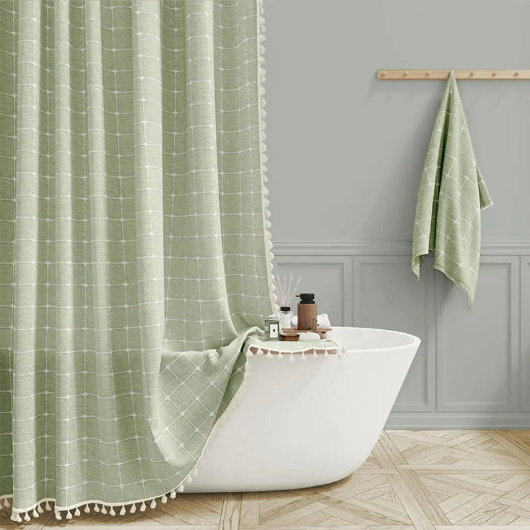 Skanto | Boho-Linen Duschgardin med Frynser