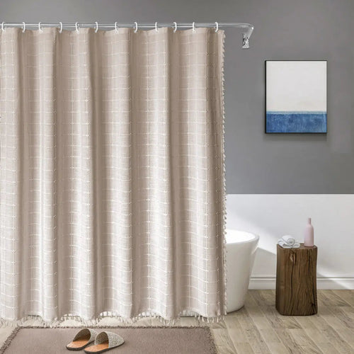 Skanto | Boho-Linen Duschgardin med Frynser