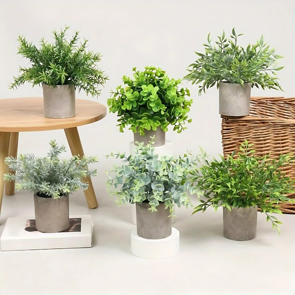 Skanto | Leafora Kunstige Planter i Moderne Potte Dekor | 3stk Sett