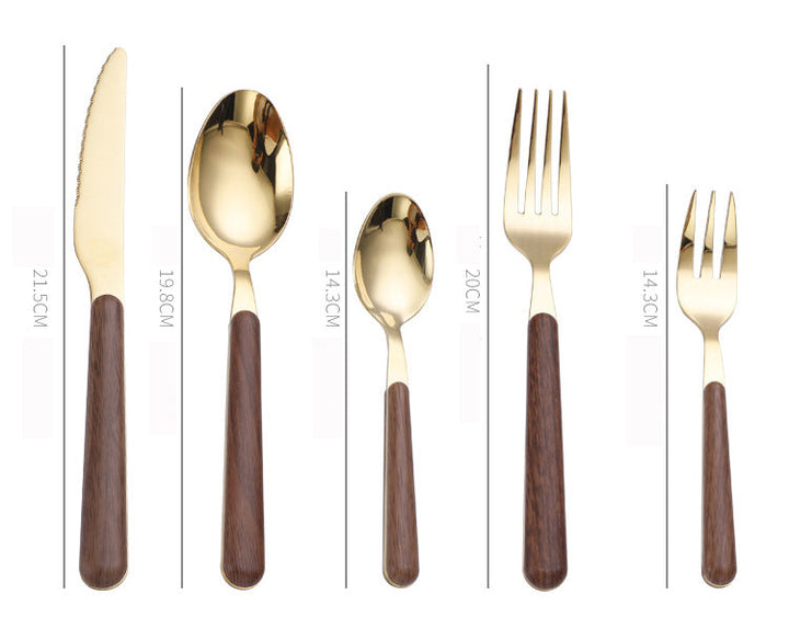 Skanto | Stål Flatware Set med Trehåndtak