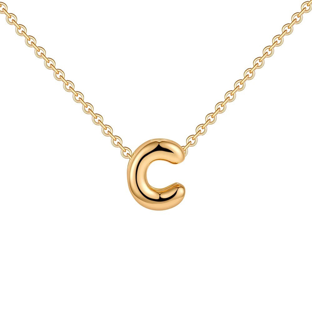 Skanto | Dainty Bubble Letter Initial Necklace