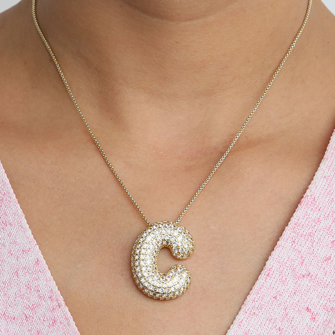 Skanto | Chunky Bubble Diamond Dazzle Initial Halskjeder