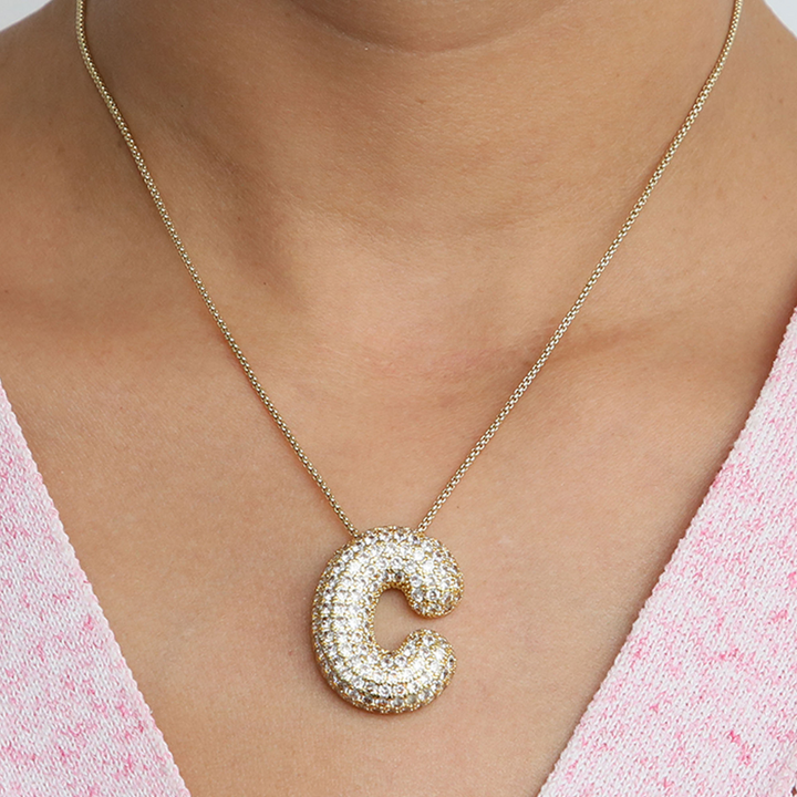 Skanto | Chunky Bubble Diamond Dazzle Initial Halskjeder