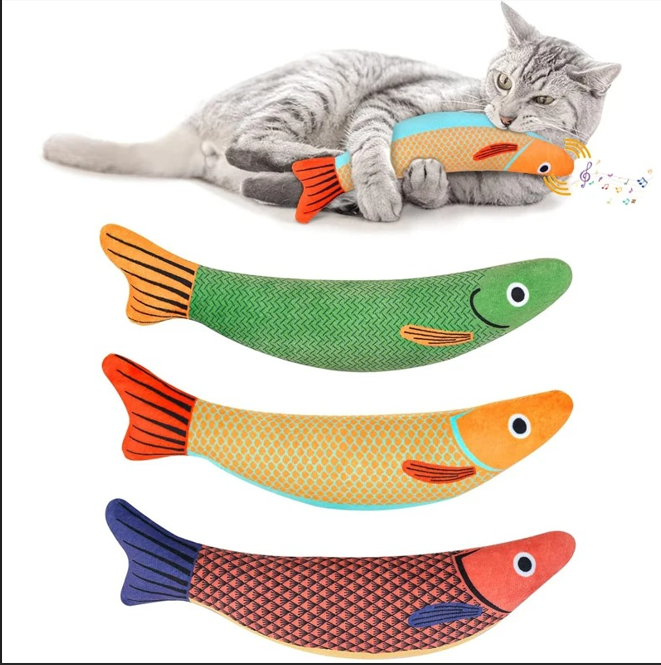Katt leketøy Kattemynte 3D simulering fisk bolleheben