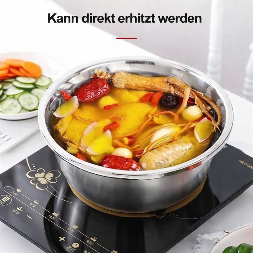 3-i-1 Blandebolle Sette Rustfritt Stål med Rivejern og Sil | Skanto
