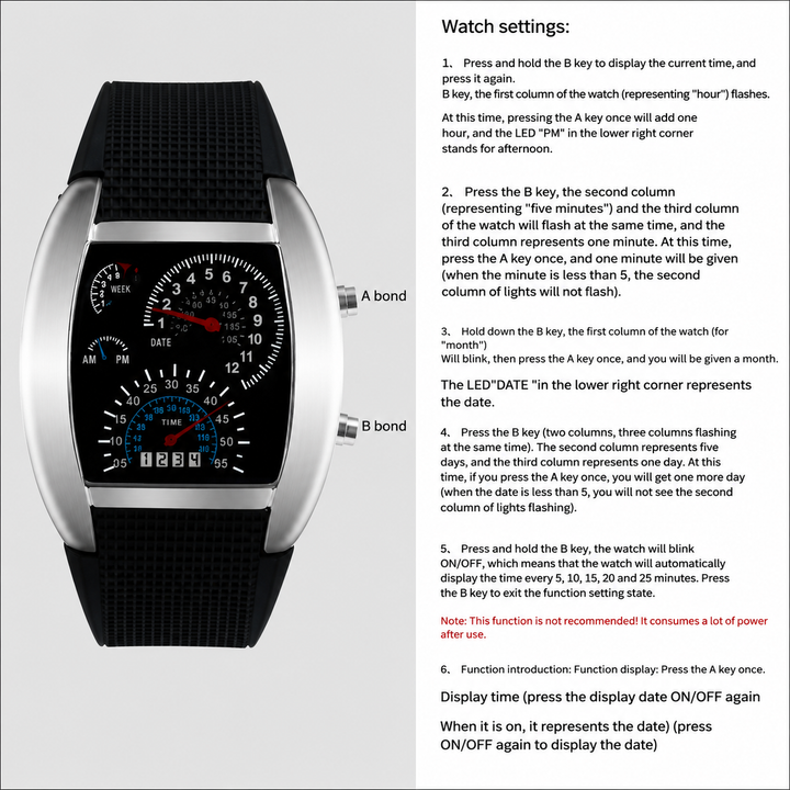 Rennuhr LED Digital Sport Watch with Strap | Skanto
