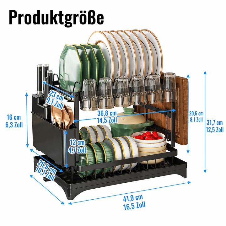 Premium 2-lags oppvaskstativ for kjøkkenet | Skanto