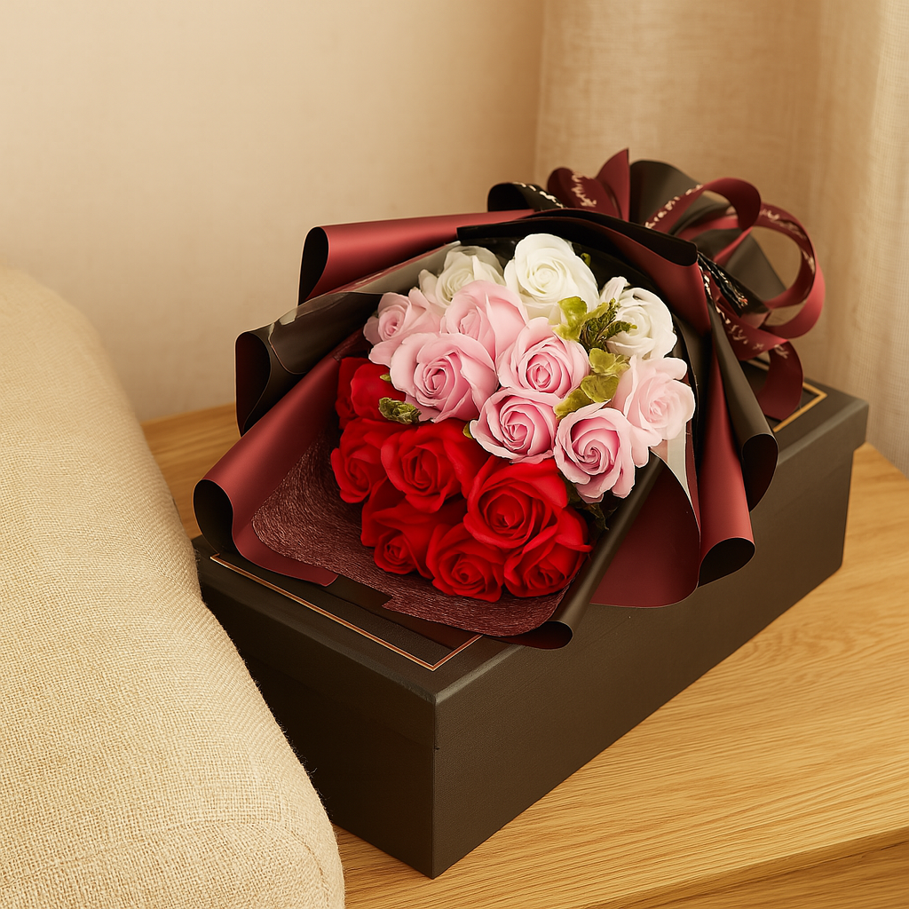 Romantischer Rosenstrauß aus Seife – Geschenk zum Valentinstag