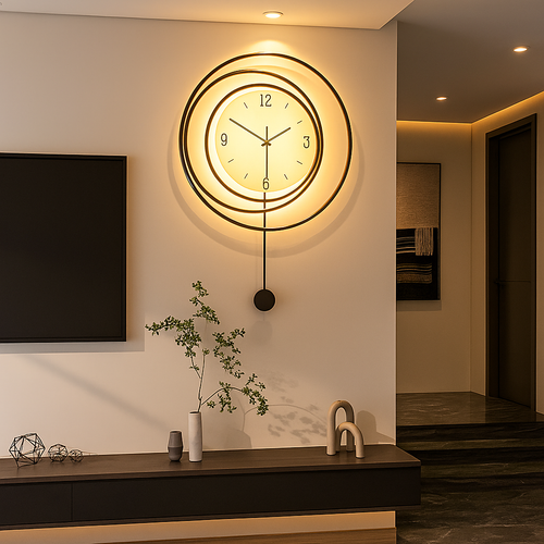 SilentGlow – Minimalist rund veggklokke med klare tall og stille bevegelse Skanto
