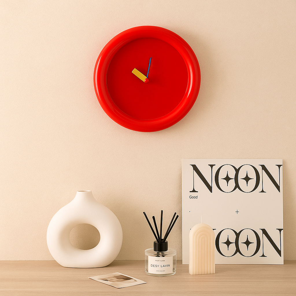 Fargerike geometriske veggklokker i Memphis-stil med dristig kunstnerisk design Skanto