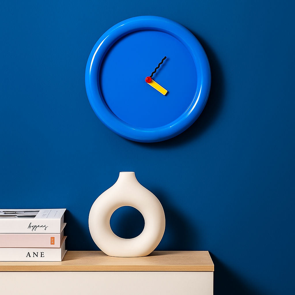 Fargerike geometriske veggklokker i Memphis-stil med dristig kunstnerisk design Skanto