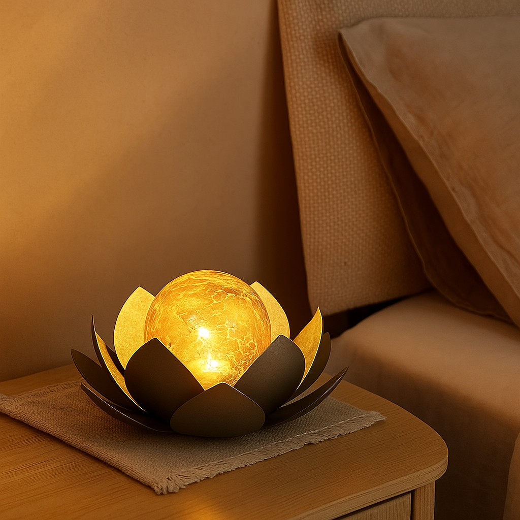 Solcel-drevet Lotusblomst Hage Lampe med mykt stemningslys Skanto