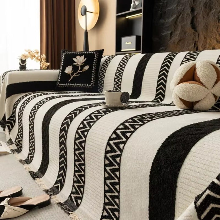 Skanto | Chevron-mønster Chenille-sofa trekk