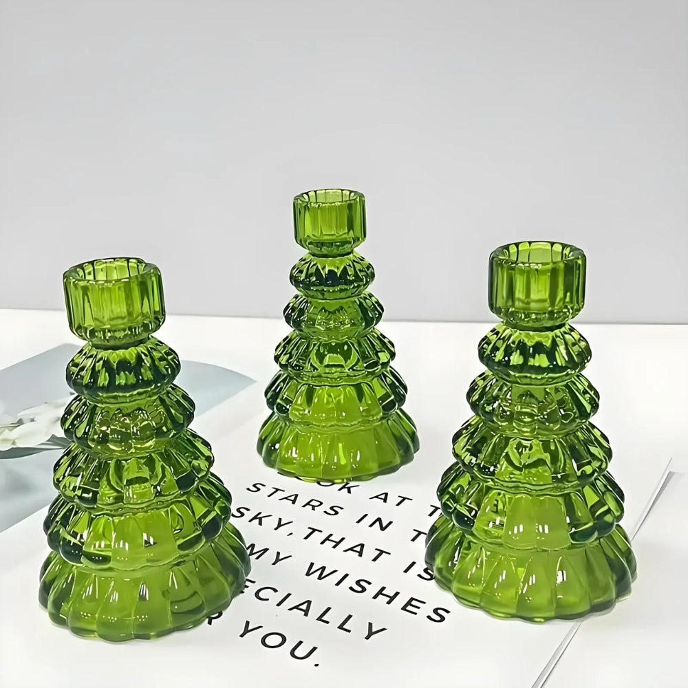 Skanto | LumiTree Glass Lysestake Sett – 3-delt Tre-formet Borddekorasjon