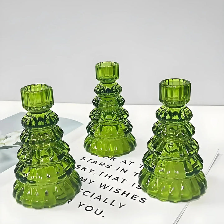 Skanto | LumiTree Glass Lysestake Sett – 3-delt Tre-formet Borddekorasjon