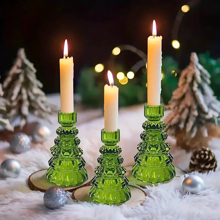 Skanto | LumiTree Glass-Lysestake Sett – 3-delt Tre-formet Borddekorasjon