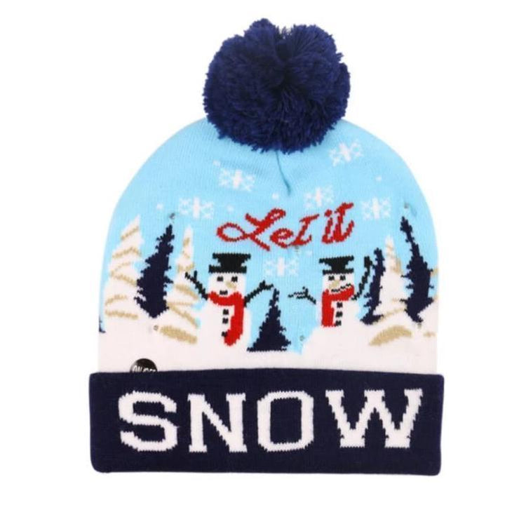 Skanto | 🎅LED Jule Strikkede Luer Lys opp Jule Beanie