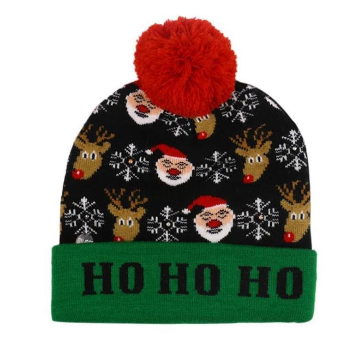 Skanto | 🎅LED Jule Strikkede Luer Lys opp Jule Beanie