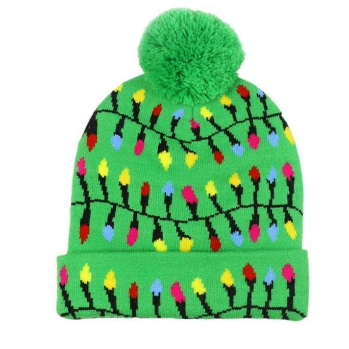 Skanto | 🎅LED Jule Strikkede Luer Lys opp Jule Beanie