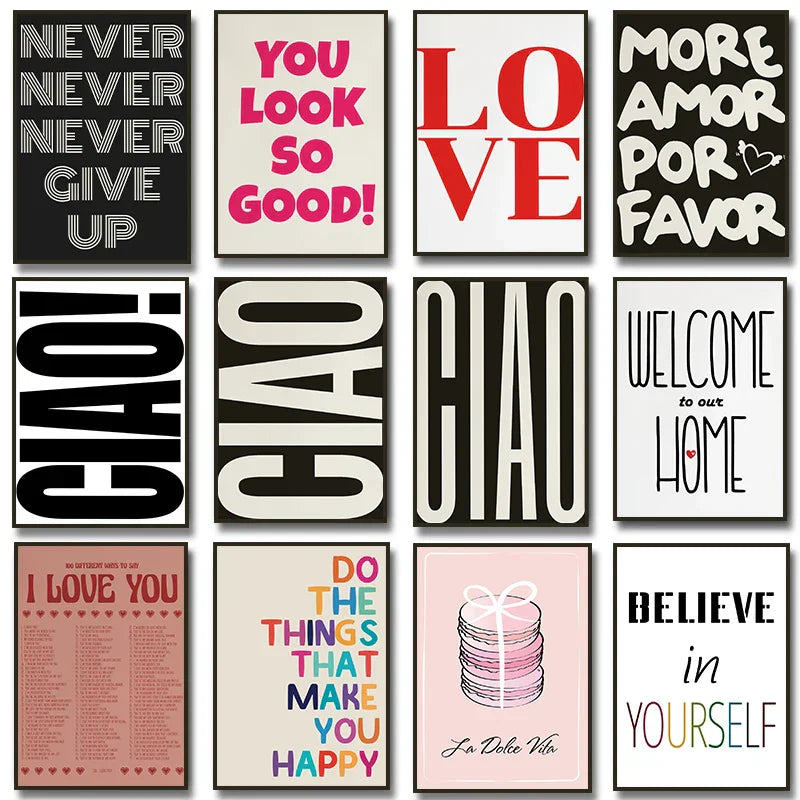 Ciao Plakat Veggkunst Fine Art Lerret Utskrifter Enkle Setninger Bilde For Stue Soverom Kunst Essensielle Inspirerende Sitater For Moderne Liv | Skanto