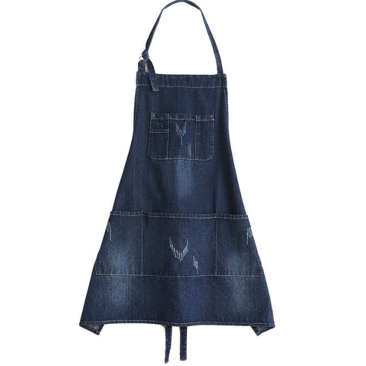Skanto | Klassisk Blå Denim Forkle med Framlomme for Kjøkken & Hage