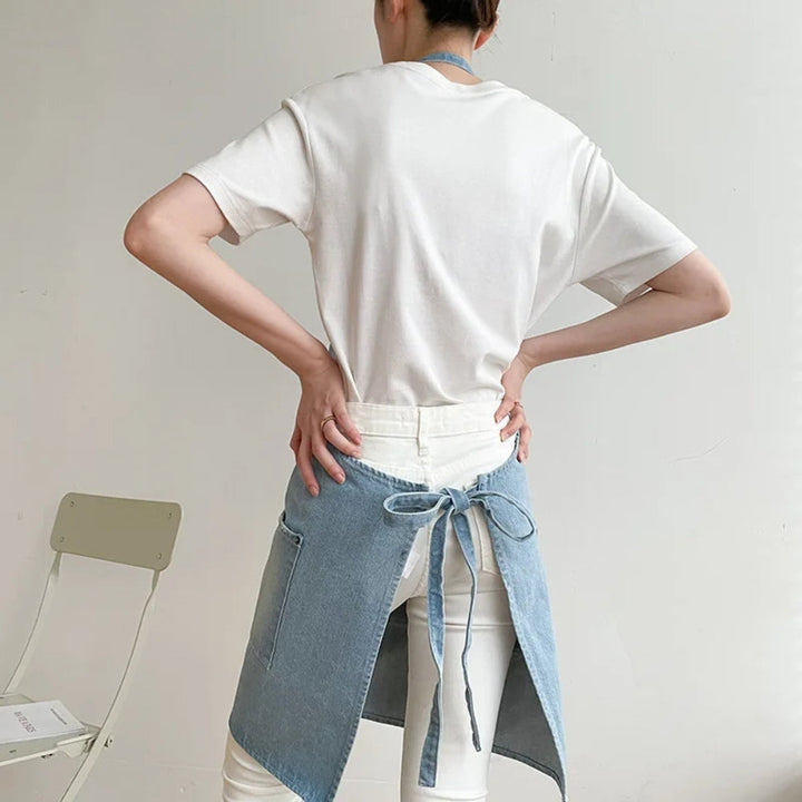Skanto | Klassisk Blå Denim Lommer Forkle