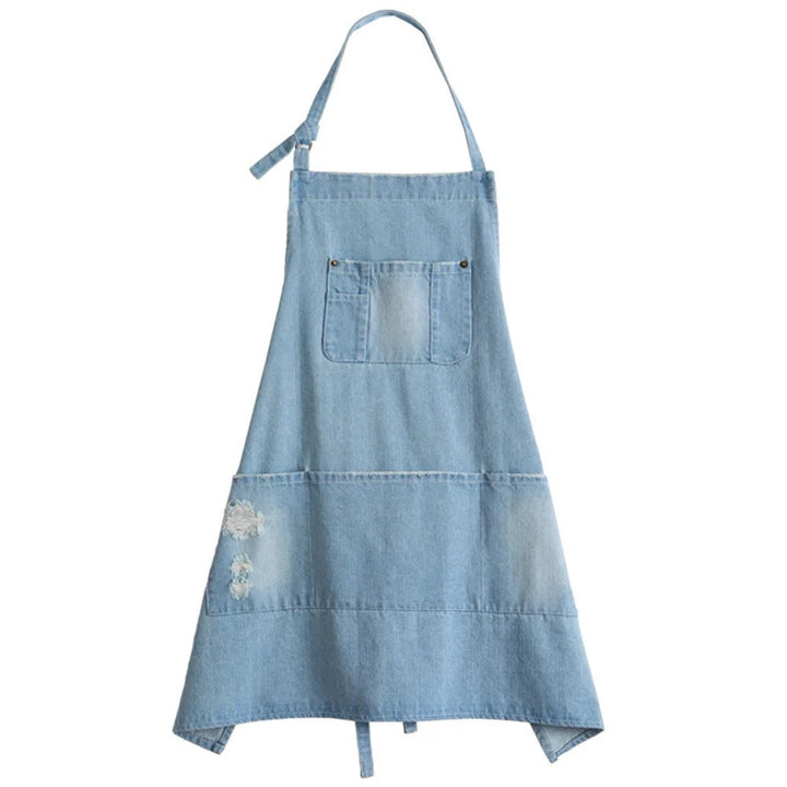 Skanto | Klassisk Blå Denim Forkle med Framlomme for Kjøkken & Hage