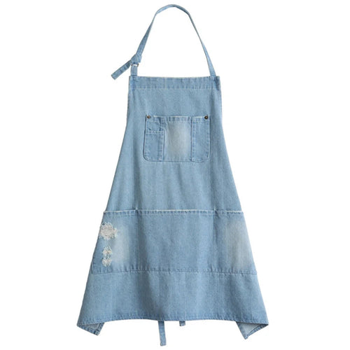 Skanto | Klassisk Blå Denim Forkle med Framlomme for Kjøkken & Hage