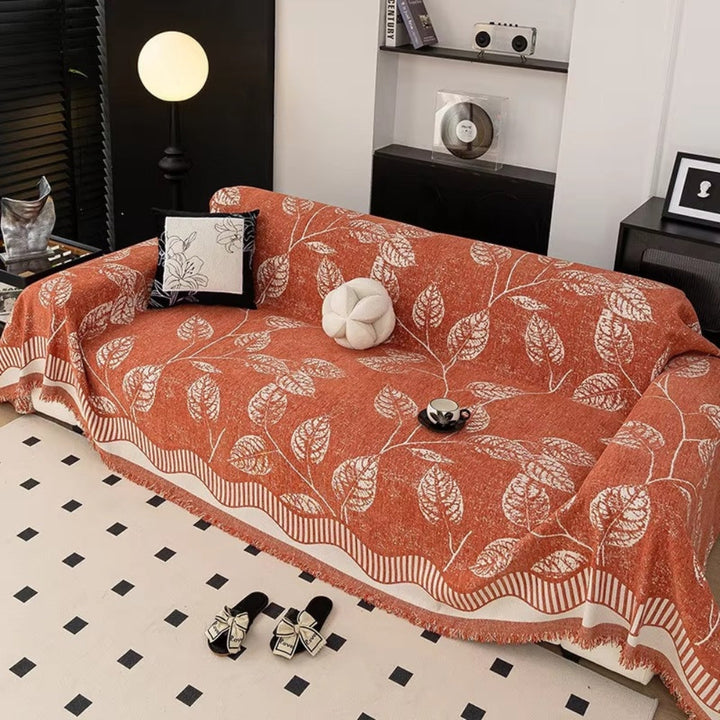 Skanto | Klassisk Chenille Blad Sofa Deksel