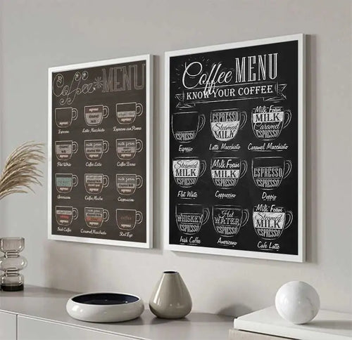 Kaffeekenner Veggkunst Fine Art Lerrettrykk Svart Hvit Kaffe Meny Plakat Bilder For Kjøkken Diner Kafé Kunst Dekor | Skanto