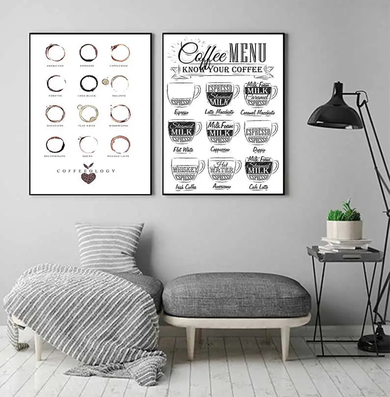 Kaffeekenner Veggkunst Fine Art Lerrettrykk Svart Hvit Kaffe Meny Plakat Bilder For Kjøkken Diner Kafé Kunst Dekor | Skanto