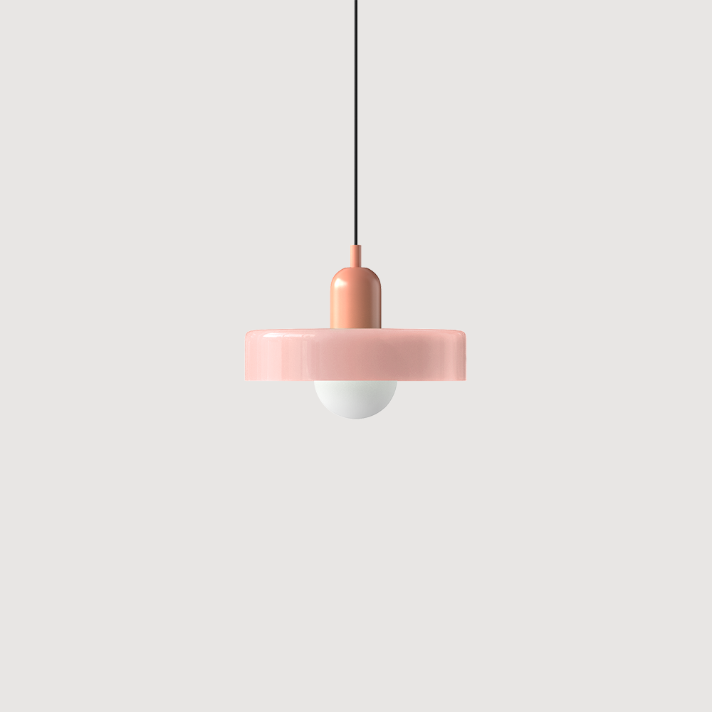Bunte Glas-Pendelleuchte im Bauhaus-Stil