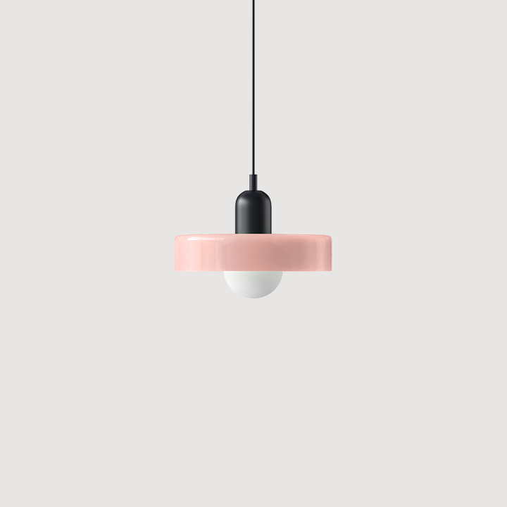Bunte Glas-Pendelleuchte im Bauhaus-Stil