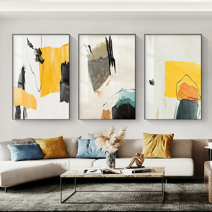 Fargerik Minimalistisk Abstrakt Veggkunst Fine Art Lerretsutskrifter Oransje Gult Svart Beige Bilder For Stue Spisestue Nordisk Hjemmedekor | Skanto