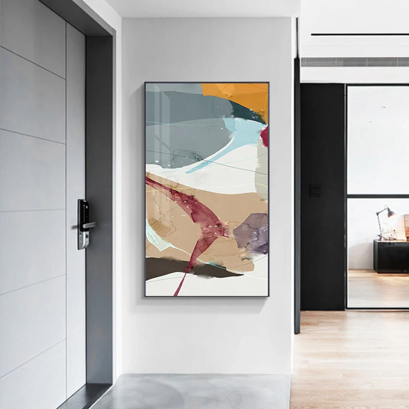 Fargerike skandinaviske abstrakte veggkunst Fine Art lerretsutskrifter Moderne bilder for leilighet stue foyer inngangsområde kunst dekor | Skanto