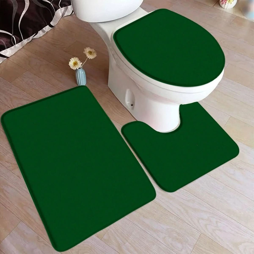 3-teiliges Badteppich-Set mit rutschfester Flanelloberfläche