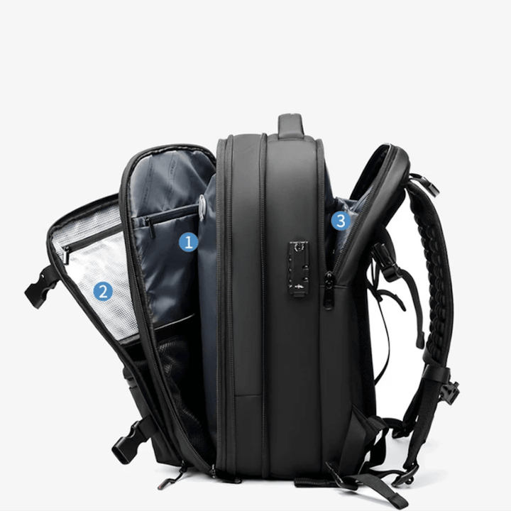 Skanto | CompriBag – Plassbesparende vakuum reise ryggsekk med utvidbar kapasitet (25L–60L)