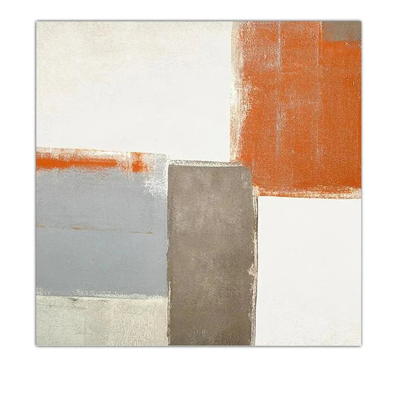 Moderne abstrakt oransje-beige fargeblokk veggkunst høykvalitets lerretstrykk kvadratisk format bilder for stue soverom kunst dekor | Skanto