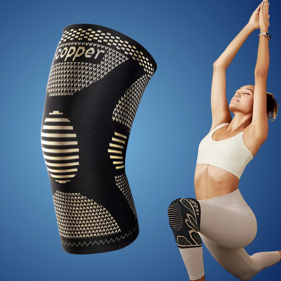 CopperFlex Kneebånd med kompresjon | for smertelindring - støtte - mobilitet - perfekt for utøvere, arthritis, seniorer og skadegjenoppretting Skanto