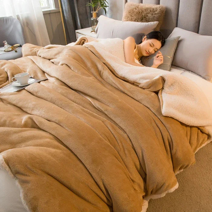 Skanto | CozyNest Vendbar Ullteppe – Flanell & Cashmere Varmt Teppe for Vinter
