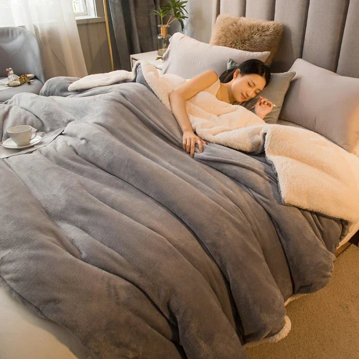 Skanto | CozyNest Vendbar Ullteppe – Flanell & Cashmere Varmt Teppe for Vinter
