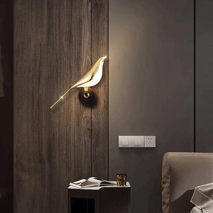 Moderne Fuglevegglampe Gull - Minimalistisk Vegglampe for Dekorativ Belysning | Skanto